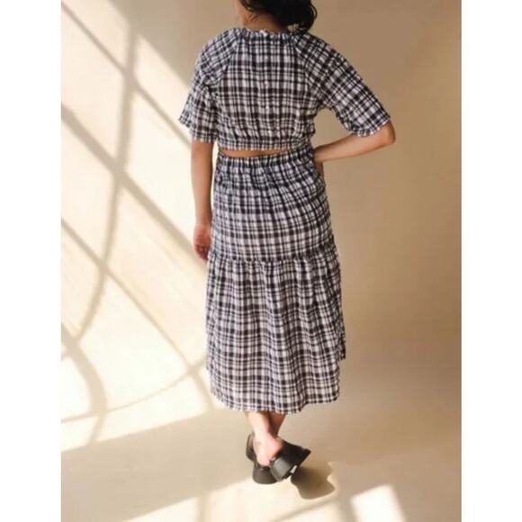 Free People Just Female Hamilton Midi Dress Large Gingham Lightweight Cottage - Picture 4 of 15